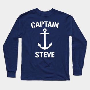 Nautical Captain Steve Personalized Boat Anchor Long Sleeve T-Shirt